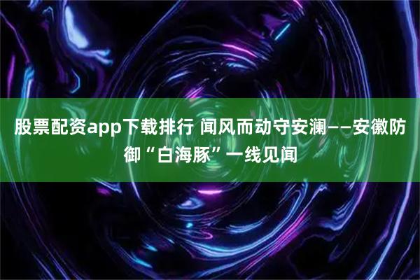 股票配资app下载排行 闻风而动守安澜——安徽防御“白海豚”一线见闻